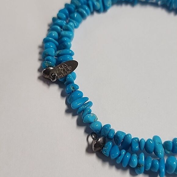 Running Bear Native American Turquoise Beaded Coil Choker Necklace - Picture 2 of 4